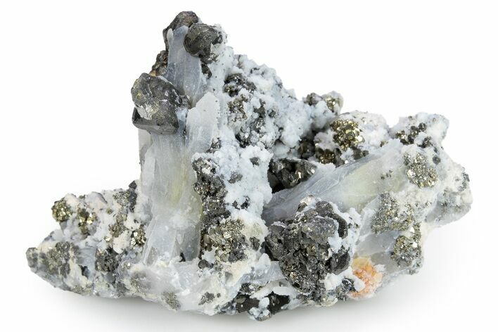 Chalcedony and Pyrite Crystal Cluster with Orpiment - Peru #271547